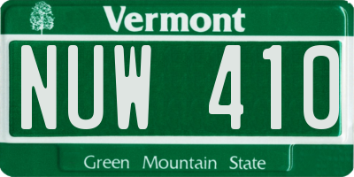 VT license plate NUW410