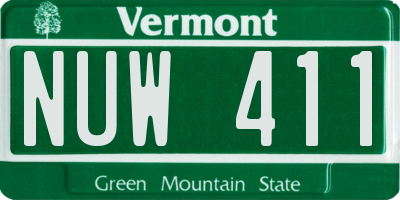 VT license plate NUW411