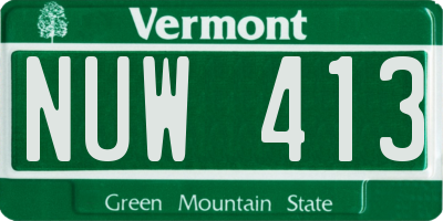 VT license plate NUW413