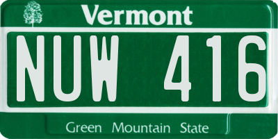 VT license plate NUW416