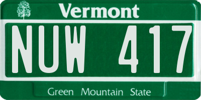 VT license plate NUW417