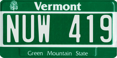VT license plate NUW419