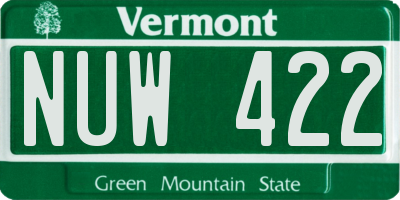 VT license plate NUW422