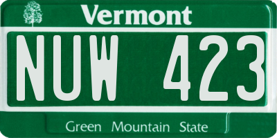 VT license plate NUW423