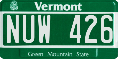 VT license plate NUW426