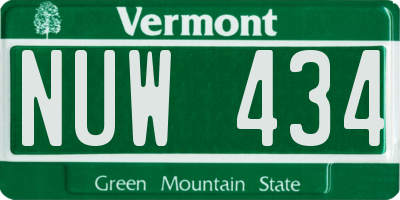 VT license plate NUW434