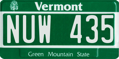 VT license plate NUW435