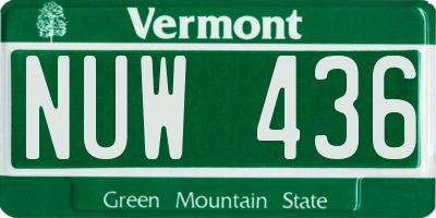 VT license plate NUW436