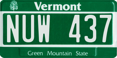 VT license plate NUW437