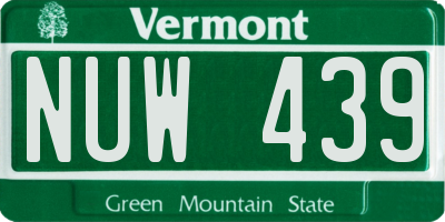 VT license plate NUW439
