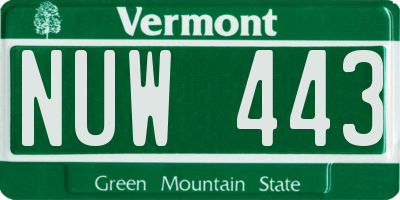 VT license plate NUW443