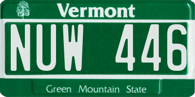 VT license plate NUW446