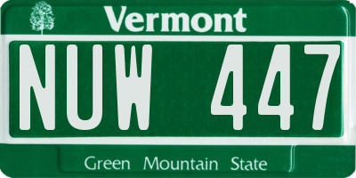 VT license plate NUW447