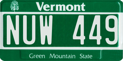 VT license plate NUW449