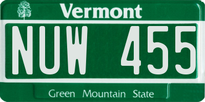 VT license plate NUW455