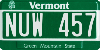 VT license plate NUW457