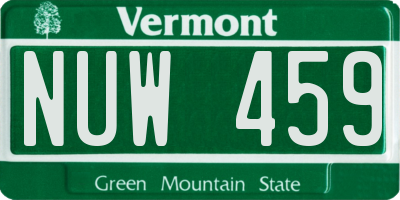 VT license plate NUW459
