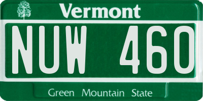 VT license plate NUW460