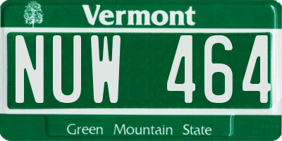 VT license plate NUW464