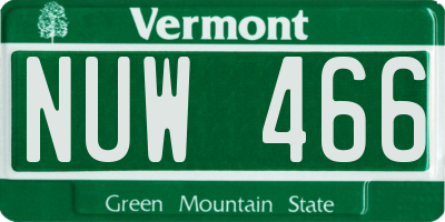VT license plate NUW466