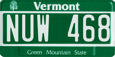 VT license plate NUW468