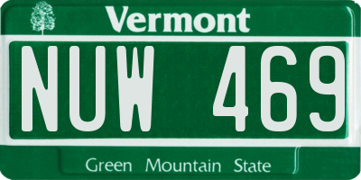 VT license plate NUW469
