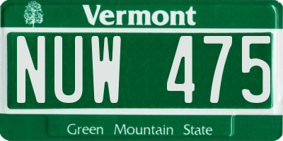 VT license plate NUW475