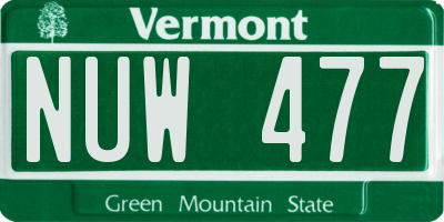 VT license plate NUW477