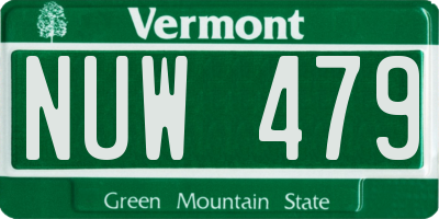 VT license plate NUW479