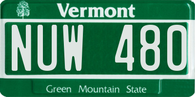 VT license plate NUW480