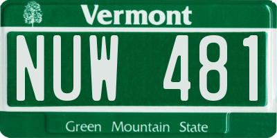VT license plate NUW481