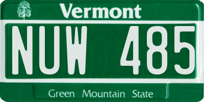 VT license plate NUW485