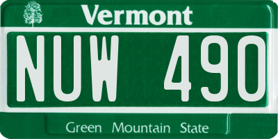 VT license plate NUW490