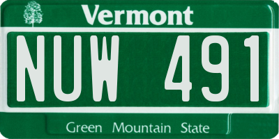 VT license plate NUW491