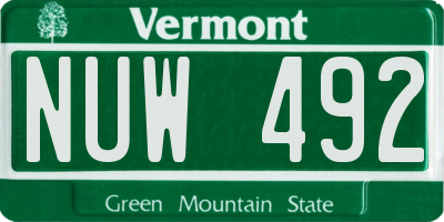 VT license plate NUW492
