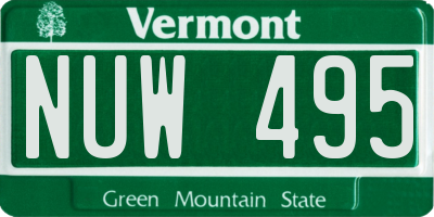 VT license plate NUW495