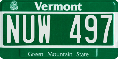 VT license plate NUW497