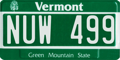 VT license plate NUW499