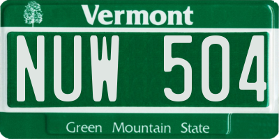 VT license plate NUW504