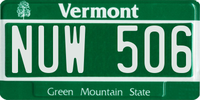 VT license plate NUW506
