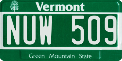 VT license plate NUW509
