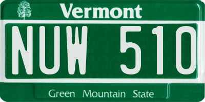 VT license plate NUW510
