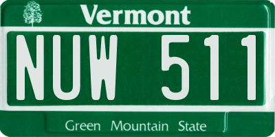 VT license plate NUW511