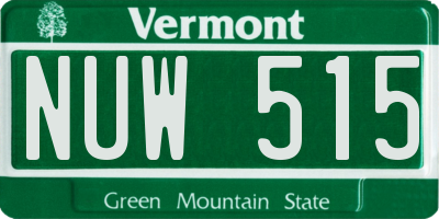 VT license plate NUW515