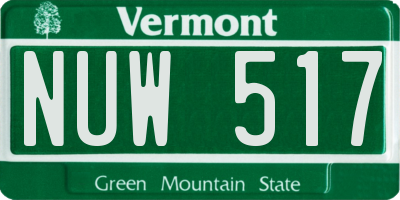 VT license plate NUW517