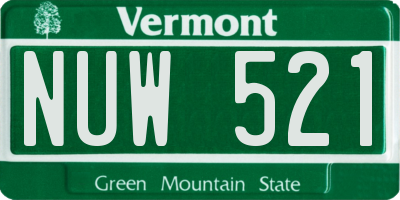 VT license plate NUW521