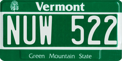 VT license plate NUW522