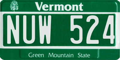 VT license plate NUW524