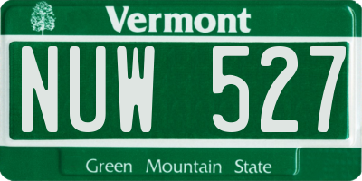 VT license plate NUW527