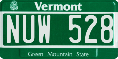 VT license plate NUW528